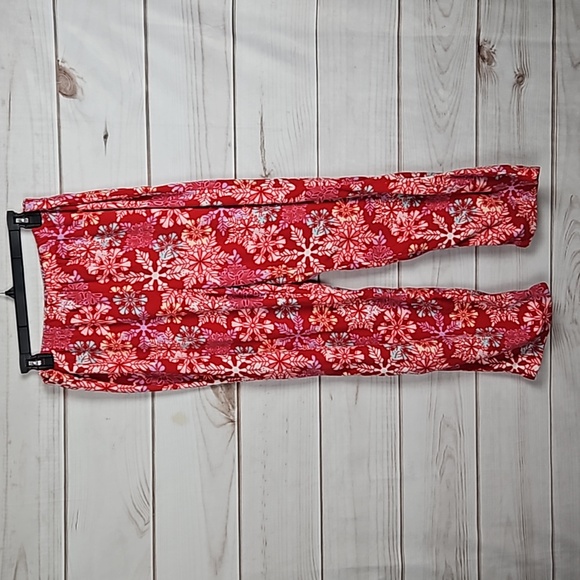 Pink K Snowflake Red Holiday Fleece PJ Pajama Set - Size Large - Picture 9 of 13